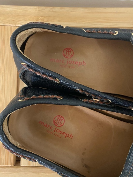 Marc Joseph Black Leather Moccasin Loafers with Brown Laces main image 5